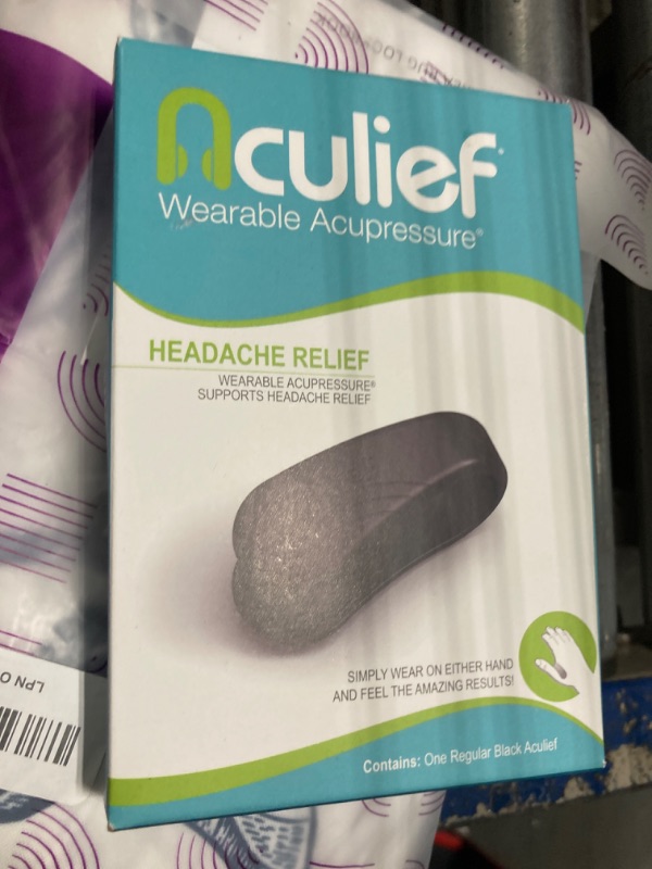 Photo 2 of Aculief 1-Pack Wearable Natural Acupressure Support for Relaxation, Headache, Migraine, Stress Alleviation & Tension Relief, Soothes Muscle Pain Simple & Effective (Regular/Black)