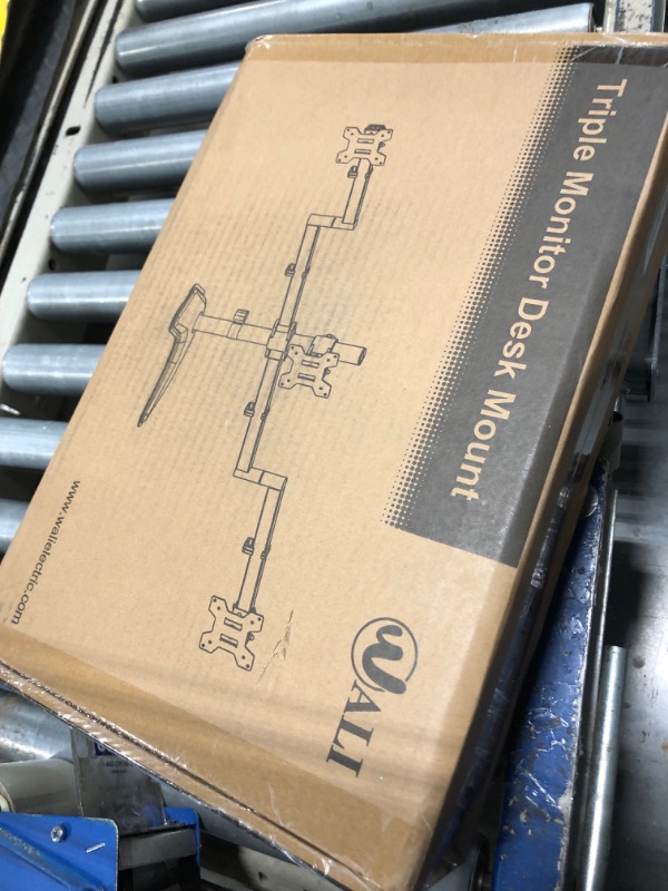 Photo 1 of WALI Triple Monitor Stand, Free Standing Three LCD Monitor Fully Adjustable Desk Mount Fits 3 Screens up to 27 inch, 22 lbs Weight Capacity per Arm (MF003), Black