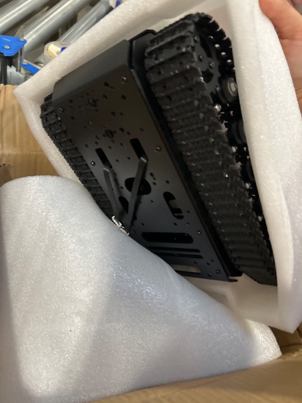 Photo 1 of Robot Tracked Tank Car Chassis with Encoder DC Motor, Suspension Shock Absorption Chassis Car Full-Metal Robotic Moving Platform Track for Arduion RPi Microb Jetson Python DIY Maker Smart Robot Car