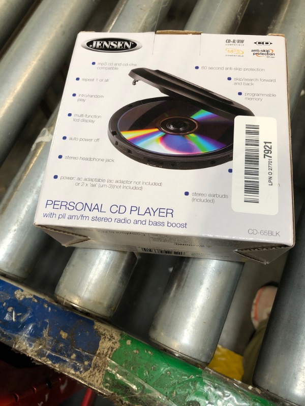 Photo 1 of Jensen CD-65 Portable Personal CD Player CD/MP3 Player + Digital AM/FM Radio + with LCD Display Bass Boost 60-Second Anti Skip CD R/RW/Compatible Sport Earbuds Included (Black Limited Edition Series)
