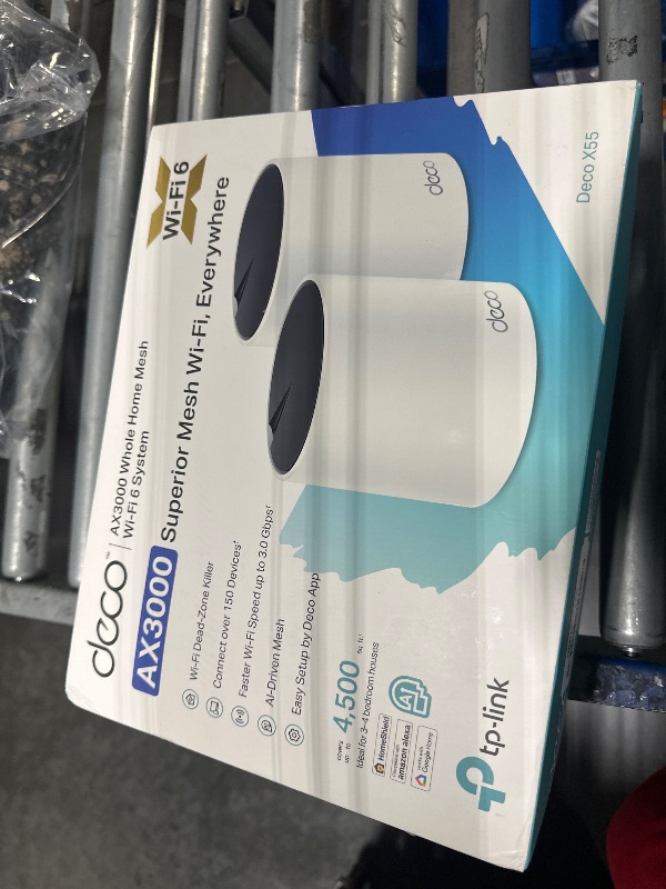 Photo 1 of TP-Link Deco AX3000 WiFi 6 Mesh System - Covers up to 4500 Sq.Ft, Replaces Wireless Router and Extender, 3 Gigabit Ports per Unit, Supports Ethernet Backhaul (Deco X55, 2-Pack)
