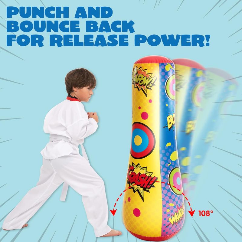 Photo 1 of JOYIN Punching Bag for Kids, 47 Inches Kids Double-Sided Inflatable Punching Bag with Bounce-Back Action(1 Pack)