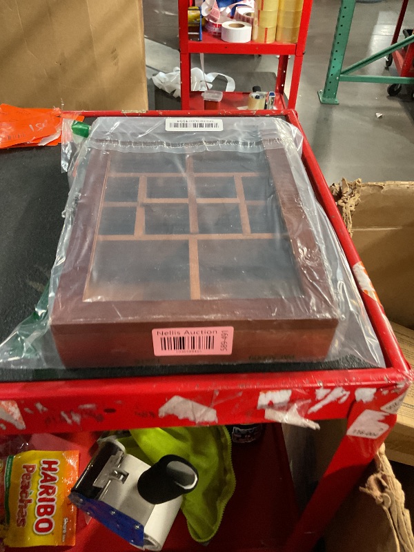 Photo 1 of Mooncraftlogy Adjustable Rock Display Case, Crystal Collection Box with Shelves, Wood Witchy Stones Organizer Storage,Gem Holder with Lid for Seashell, Collectibles, Wiccan Gift (Brown)