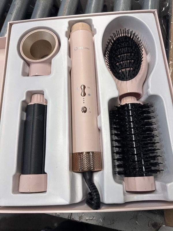 Photo 1 of ***(PARTS ONLY/ NON REFUNDABLE/ NO RETURNS OR REFUNDS)***
IG INGLAM MegaAIR Styler Air Styling & Drying System, Professional Interchange Hair Dryer Brush 110,000 RPM Brushless BLDC Motor Ionic Hot Air Volumizing and Shape, Pink