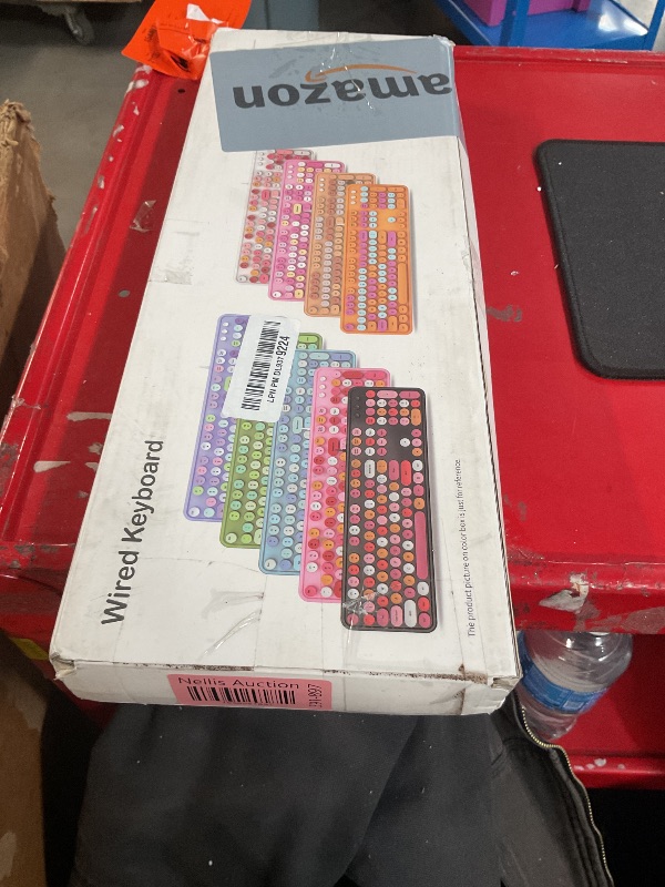 Photo 1 of Atelus Computer Keyboard Wired, Plug Play USB Keyboard with Large Number Pad, Caps Indicators, Foldable Stands, Full Size Keyboard for Windows PC Laptop (Pink Colorful)