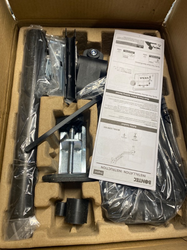 View 2 of BONTEC Single Monitor Desk Mount for 13 to 34 Inch Screens, Tall Monitor Arm Stand, Adjustable Gas Spring Arm with Tilt, Swivel, Rotation, VESA 75x75, 100x100mm, Holds up to 19.8lbs