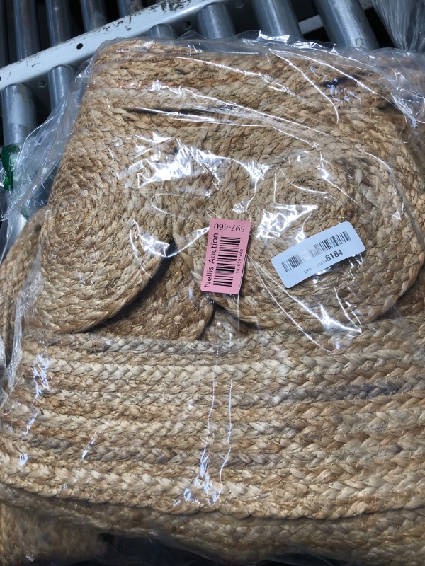 Photo 1 of Jute Braided Area Rug, 5-feet Round, Stain Resistance Handcrafted Natural Boho Area Designed for Entryways, Living Room, Bedroom - Enhances Farmhouse Vintage - Features Reversible Design