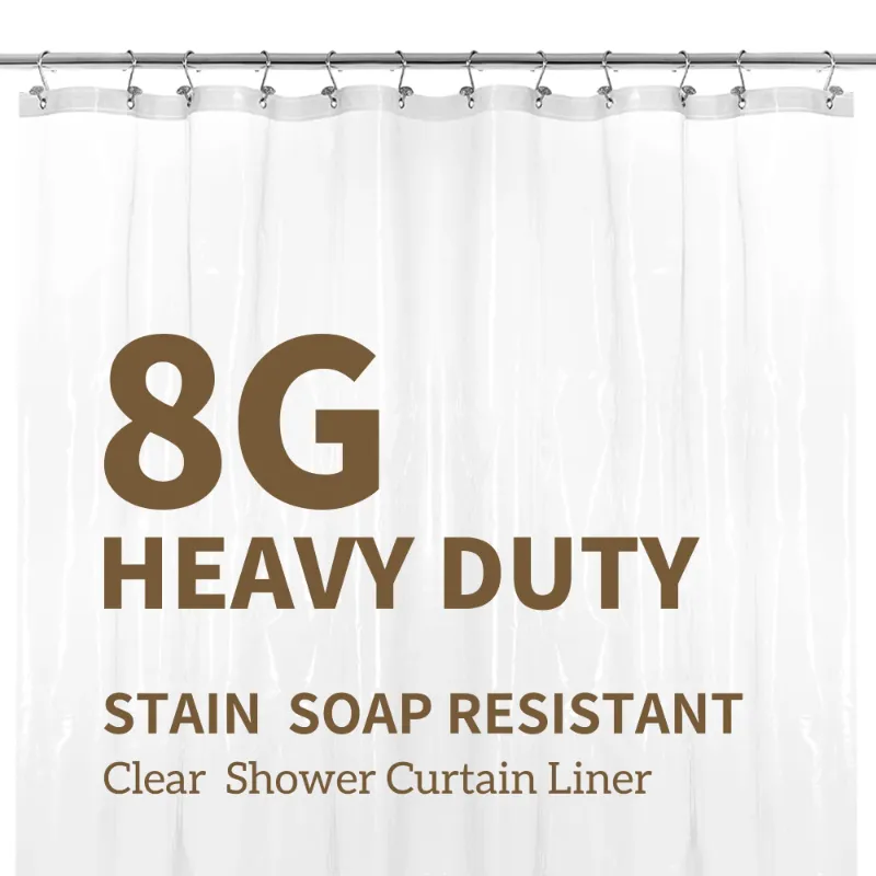 Photo 1 of  PEVA Clear Plastic Shower Curtain Liner Bathroom with 6 Magnets, Heavy Duty & Waterproof-72" x 72"