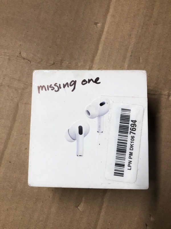 Photo 2 of ***NON REFUNDABLE, PARTS ONLY, MISSING RIGHT EARBUD*** Apple - AirPods Pro 2, Wireless Active Noise Cancelling Earbuds with Hearing Aid Feature - White