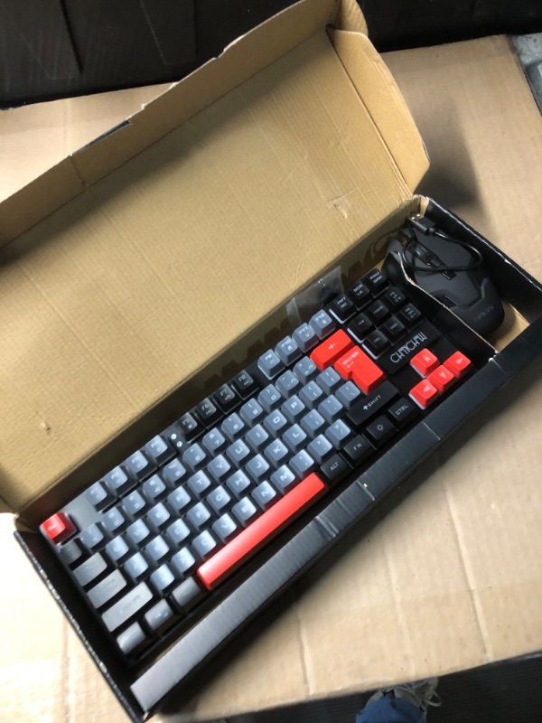 Photo 1 of CHONCHOW Rechargeable Wireless Keyboard and Mouse Combo Gaming Set,Red/Black/Grey Colored LED RGB Backlit 2500+500mAH Battery 3200DPI 2 Side-Button,Compatible with Xbox one Slim ps4 Windows Linux