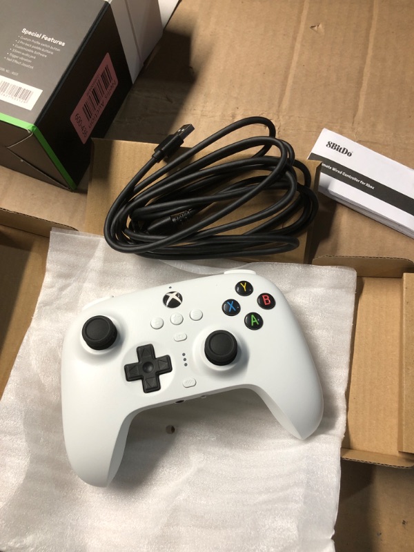 Photo 1 of 8Bitdo Ultimate Wired Controller for Xbox, Hall Effect Joysticks and Hall Triggers, Compatible with Xbox Series X|S, Xbox One, Windows 10 & Windows 11 - Officially Licensed (White)