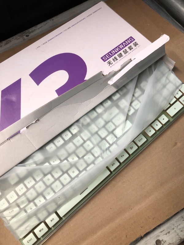 Photo 1 of EWEADN V3 Wireless Keyboard and Mouse with Single Backlit, Metal Panel, Bluetooth/2.4G Rechargeable Silent Keyboard and Mouse Combo Light up Full Size Cute Keyboard-Green