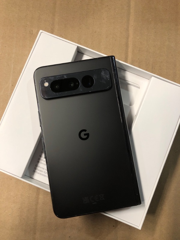 Photo 1 of **NONREFUNDABLE, LOCKED**
Google Pixel Fold - Unlocked Android 5G Smartphone with Telephoto Lens and Ultrawide Lens - Foldable Display - 24-Hour Battery - Obsidian - 256 GB