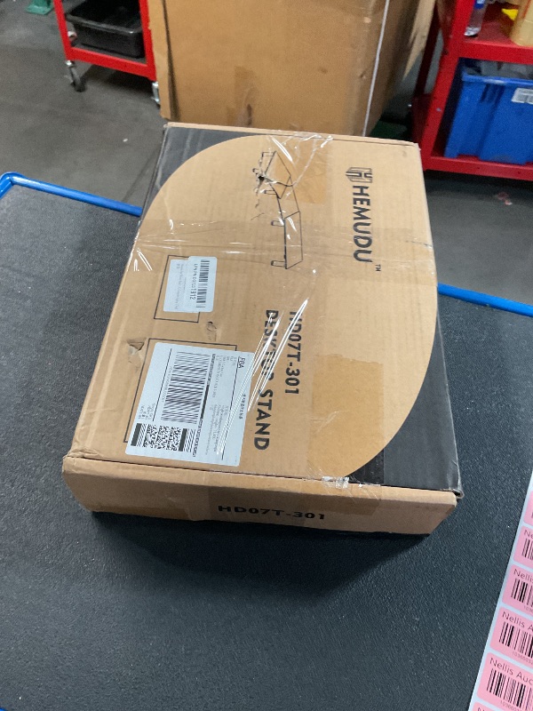 Photo 1 of Hemudu Dual Monitor Stand -Adjustable Length and Angle Dual Monitor Riser, Desktop Organizer for PC, Computer, Laptop (Clear)