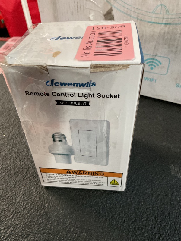 Photo 1 of DEWENWILS Remote Control Light Bulb Socket, Wireless Light Switch for Pull Chain Light Fixture, Remote Light Socket E26 E27 Bulb Base with Wall Mounted Wireless Controller, No Wiring, ETL Listed