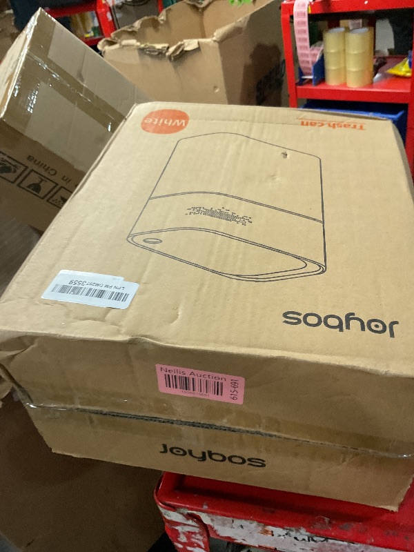 Photo 1 of ***PARTS ONLY/ NON FUNCTIONAL/ NO RETURNS OR REFUNDS)*** 
JOYBOS Trash Can with Lid Automatic Garbage Can, 3.8 Gallon Slim Small White Plastic Smart Trash Bin, Narrow Motion Sensor for Bedroom, Bathroom, Toilet Office