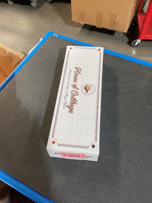 Photo 1 of House of Cribbage Continuous Cribbage Board Alphabet e Shape Inlaid in Maple and Bloodwood with Storage Drawer for pegs and Cards - 3 Tracks