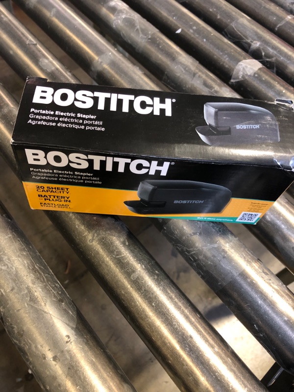 Photo 2 of Bostitch Office Portable Electric Stapler, 20 Sheets, AC or Battery Powered, Black (MDS20-BLK)