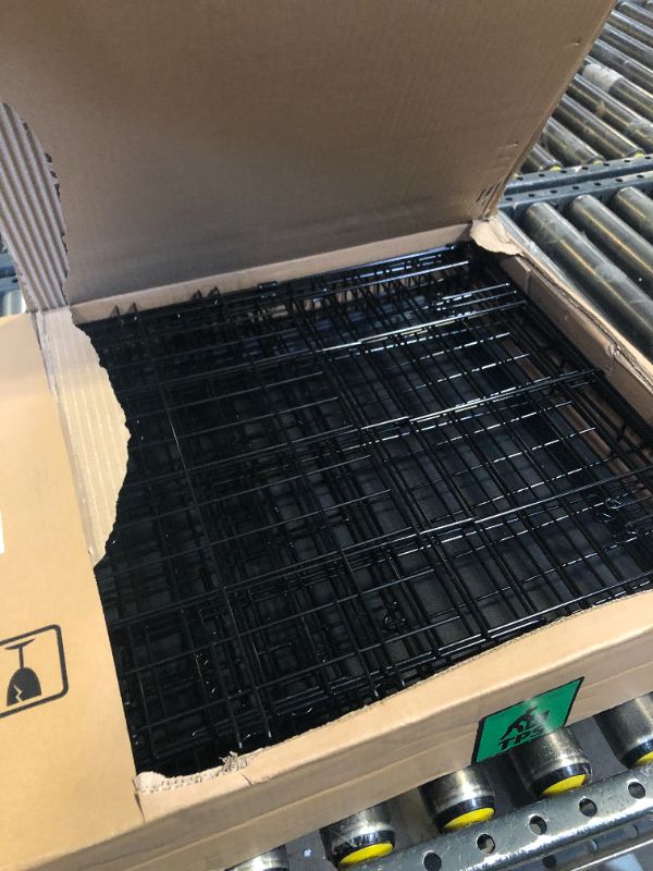 Photo 1 of Amazon Basics Durable,Foldable Metal Wire Dog Crate with Tray, Double Door, 30 Inches, Black