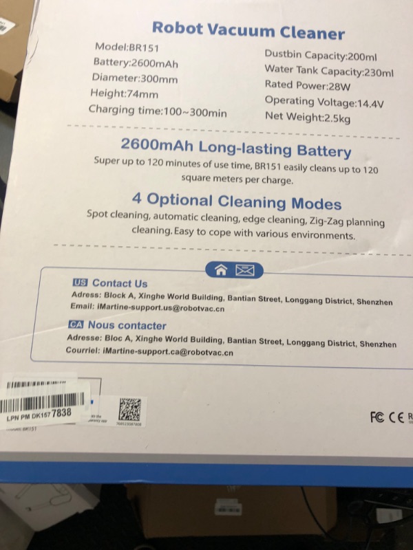 Photo 2 of 2 in 1 Mopping and Vacuuming Robot, Robot Vacuum and Mop Combo Compatible with WiFi/App, Robotic Vacuum Cleaner Self-Charging, Slim, Ideal for Pet Family, Hard Floor, Hair, Low Pile Carpet