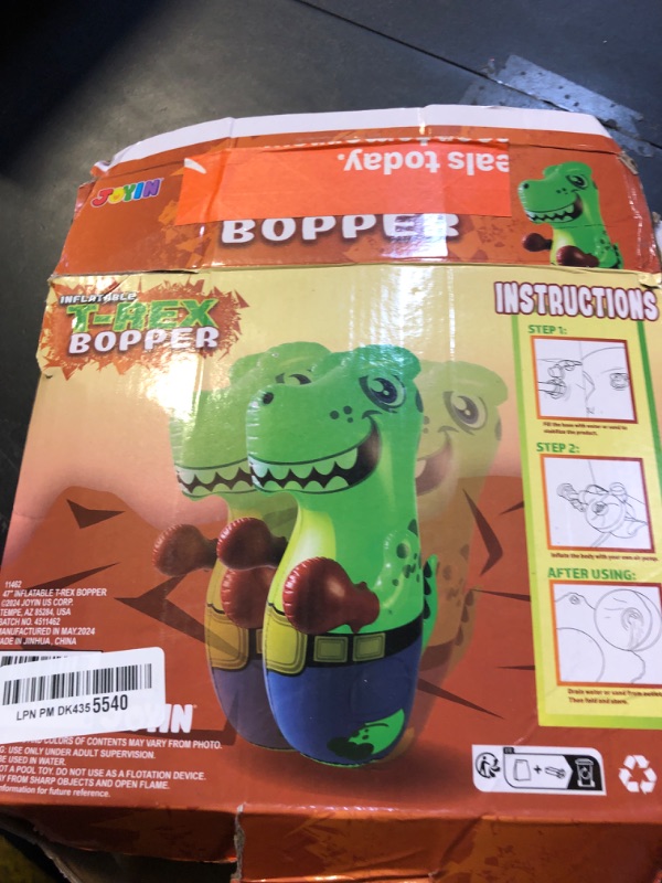 Photo 1 of JOYIN Inflatable T-Rex Dinosaur Bopper 47 Inches, Bop Bag Inflatable Punching Toy, Kids Punching Bag with Bounce-Back Action