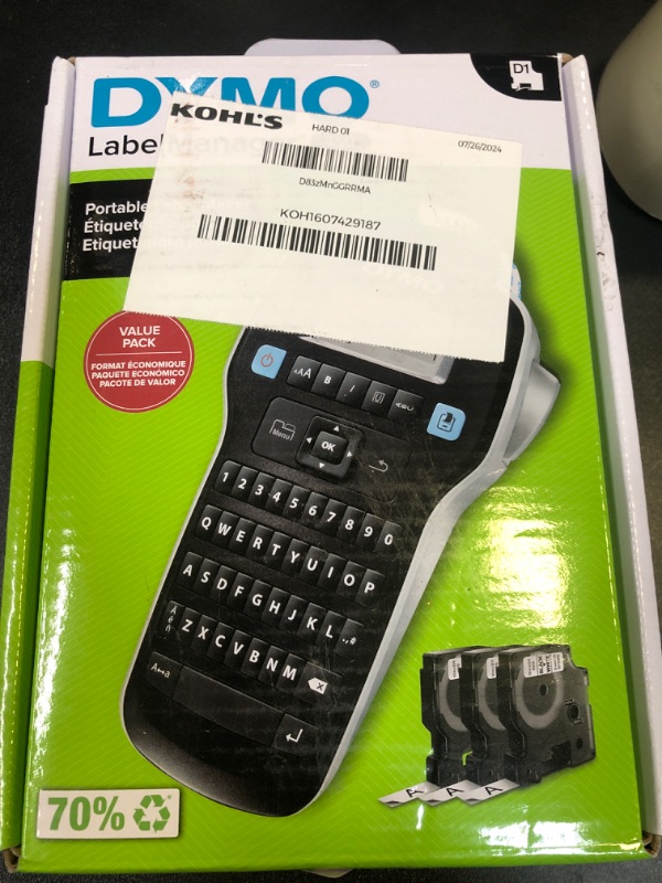 Photo 2 of DYMO LabelManager 160 Portable Label Maker Bundle, Easy-to-Use, One-Touch Smart Keys, QWERTY Keyboard, Large Display, For Home & Office Organization, Includes 3 D1 Label Cassettes