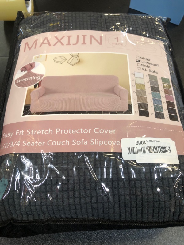 Photo 2 of MAXIJIN Stretch Loveseat Sofa Slipcovers 1 Piece Love Seat Couch Covers for 2 Cushion Couch Non Slip Sofa Cover Washable Dog Cat Proof Furniture Protector Pet Friendly (Loveseat, Gray)