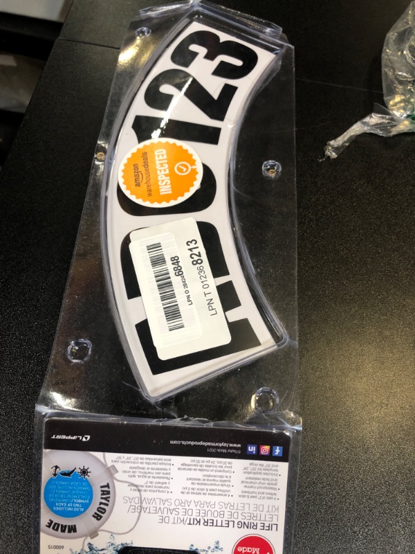 Photo 1 of TAYLOR MADE PRODUCTS Life Ring Lettering Kit for buoys, Contains four of each 2" Black Letters A-Z, Numbers 0-9, Various Symbols, Waterproof, Fade Resistant, Application Template Included - 2020108366