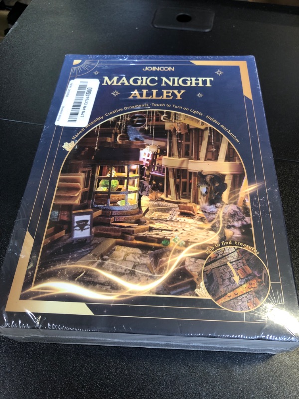 Photo 1 of DIY Book Nook Kit for Adults,Magic Night Alley Miniature Kit with LED,Insert DIY Dollhouse Bookend Bookshelf,Dust Proof 3D Wooden Puzzle,Halloween Easter Home Table Decor,Teens Birthday Xmas Gifts