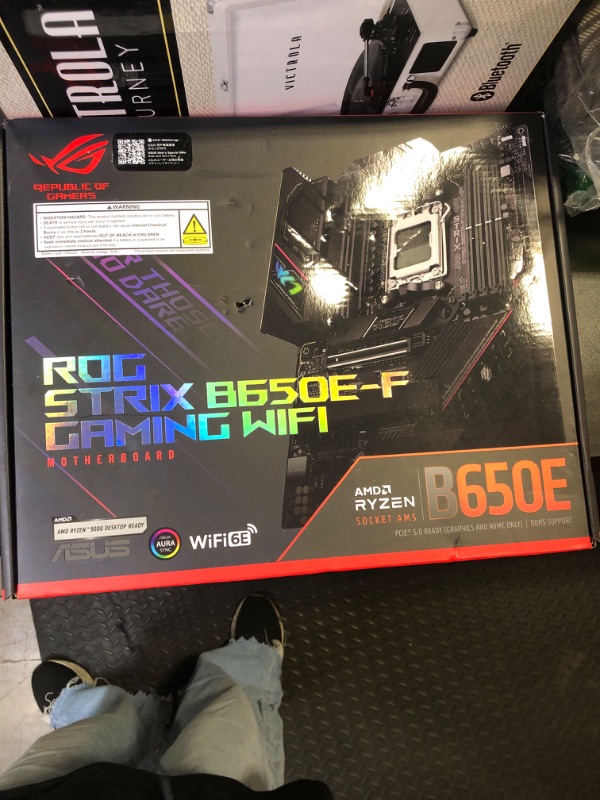 Photo 2 of ASUS ROG Strix B650E-F Gaming WiFi AMD B650 AM5 Ryzen™ Desktop 9000 8000 & 7000 ATX Motherboard, 12+2 Power Stages, DDR5, 3X M.2 Slot, PCIe® 5.0, WiFi 6E, 2.5G LAN, USB 3.2 Gen 2x2 Type-C®, Aura Sync