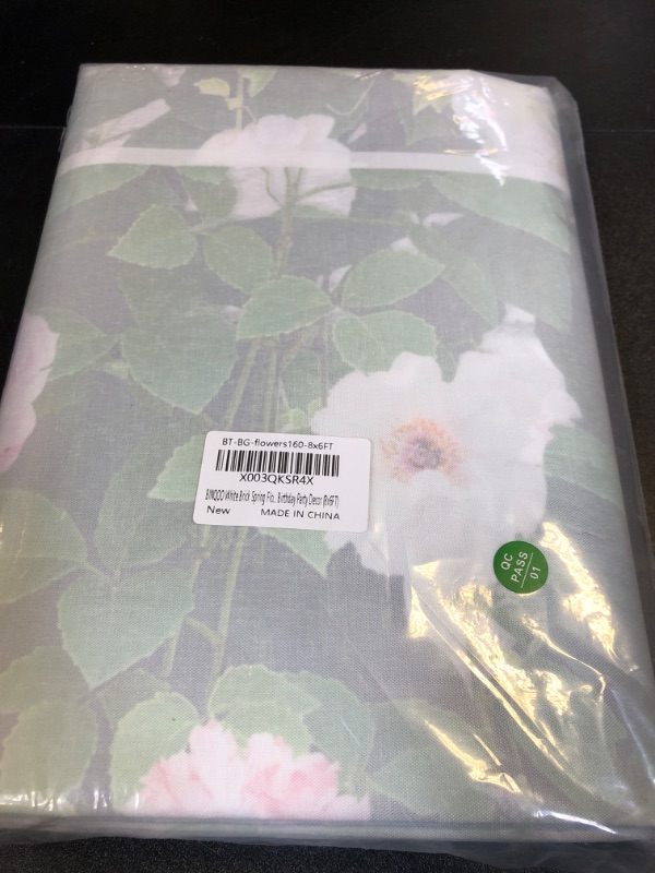 Photo 1 of BINQOO 8x6FT White Brick Spring Flower Wall Backdrop Green Leaves Butterfly Background Valentine Wedding Bridal Baby Shower Supplies Newborn Kids Birthday Party Decor