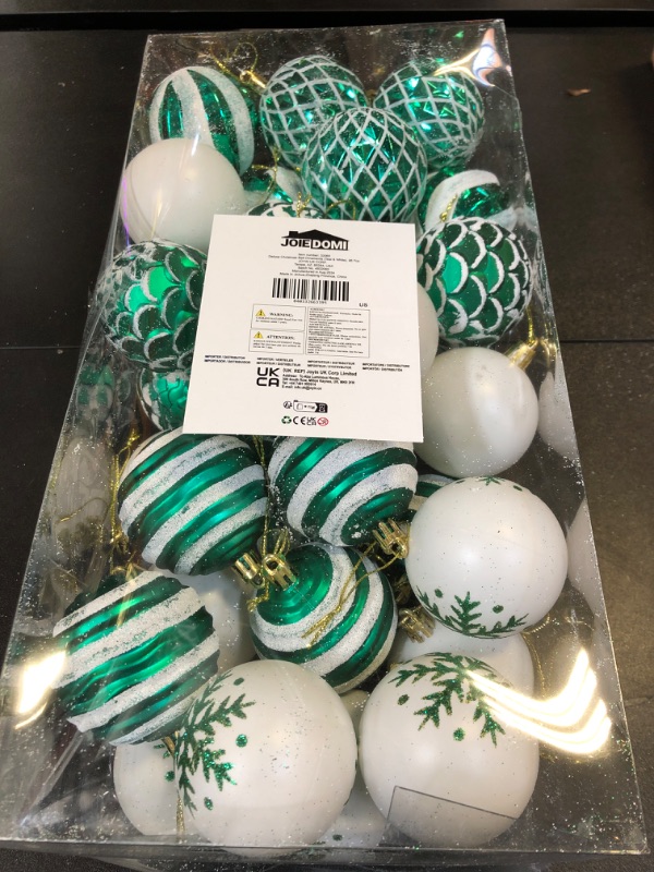 Photo 2 of Joiedomi 36 Pcs Shatterproof Christmas Ball Ornaments Set, 2.36” Teal and White Christmas Tree Decoration, Xmas Hanging Ornaments for Tree Present Banister Wreath Garland Indoor Party Supplies