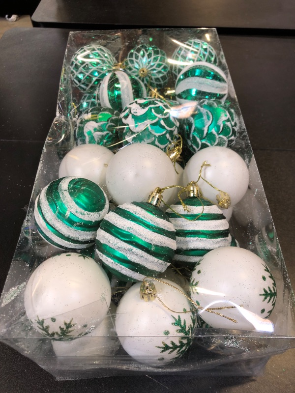 Photo 2 of Joiedomi 36 Pcs Shatterproof Christmas Ball Ornaments Set, 2.36” Teal and White Christmas Tree Decoration, Xmas Hanging Ornaments for Tree Present Banister Wreath Garland Indoor Party Supplies