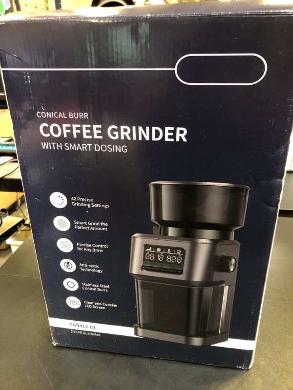 Photo 2 of SHARDOR Conical Burr Coffee Grinder for Home Use, Espresso Coffee Bean Grinder Electric with Smart Dosing Technology, Adjustable Burr Mill with 40 Precise Settings, Anti-static, Grey