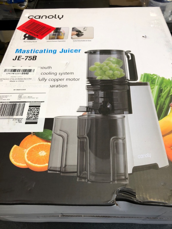 Photo 2 of Cold Press Juicer, 5.4" Wide Feed Chute Juice Extractor Machine with 400W, High Juice Yield, Slow Masticating Juicer for Whole Vegetables & Fruits factory sealed