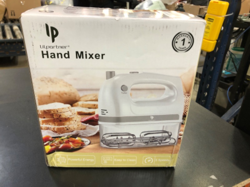 Photo 2 of **SOLD FOR PARTS**LILPARTNER Hand Mixer Electric, 400W Food Mixer 5 Speed Handheld Mixer, 5 Stainless Steel Accessories, Storage Box, Kitchen Mixer with Cord for Cream, Cookies, Dishwasher Safe