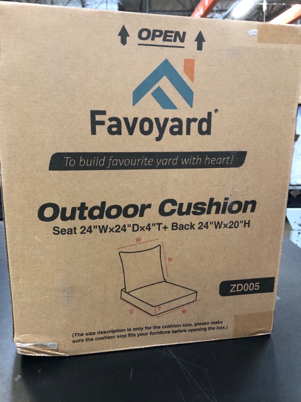 Photo 2 of Favoyard Outdoor Seat Cushion Set 24 x 24 Inch Waterproof & Fade Resistant Patio Furniture Cushions with Removable Cover, Handle and Adjustable Straps for Chair Sofa Couch