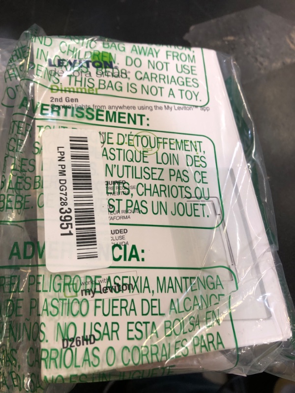 Photo 1 of Leviton Decora Smart Dimmer Switch, Wi-Fi 2nd Gen, Neutral Wire Required, Works with Matter, My Leviton, Alexa, Google Assistant, Apple Home/Siri & Wired or Wire-Free 3-Way, D26HD-2RW, White