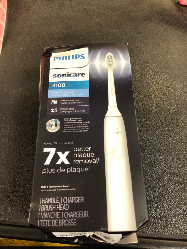 Photo 2 of Philips Sonicare 4100 Rechargeable Electric Toothbrush, with Pressure Sensor, 2 Intensity Settings, SmarTimer and QuadPacer, 14-Day Battery Life, White, Model HX3681/23