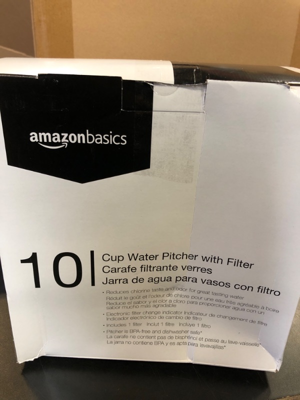Photo 1 of Amazon Basics Water Filter Pitcher for Fridge - 10-Cup Water Pitcher with Filter Compatible to Brita Water Pitchers & Dispensers for Clean, Crisp Water, WQA and NSF Certified, Made in Europe