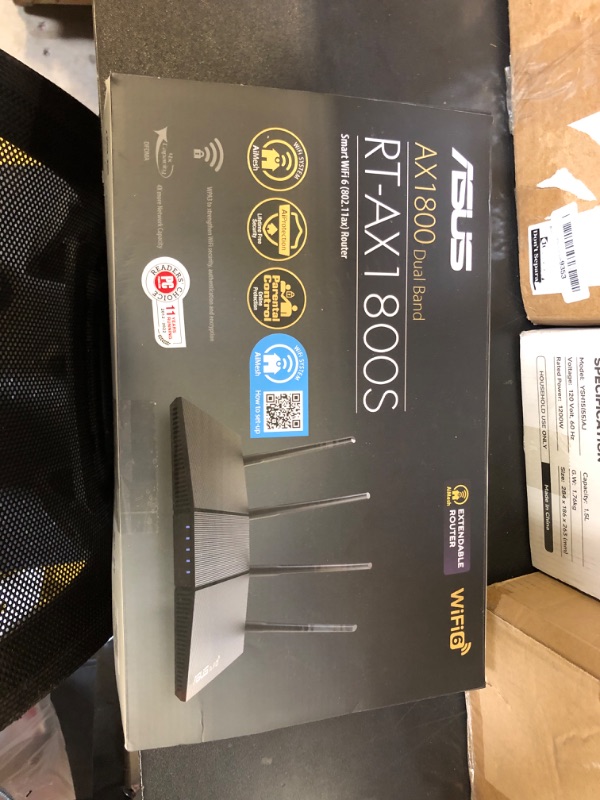 Photo 2 of ASUS RT-AX1800S Dual Band WiFi 6 Extendable Router, Subscription-Free Network Security, Parental Control, Built-in VPN, AiMesh Compatible, Gaming & Streaming, Smart Home