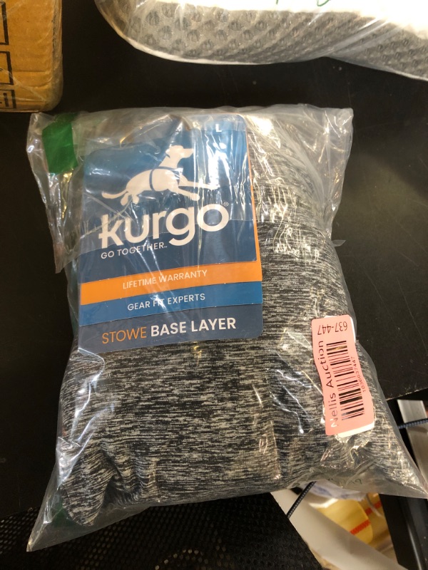 Photo 2 of Kurgo Dog Onesie Body Warmer, Bodysuit for Dogs, Recovery Suit, Pet Pajamas, Reduce Anxiety, Contains Shedding, Leash Opening, Reflective, Stowe Base Layer, Heather Black/Grey (Large)