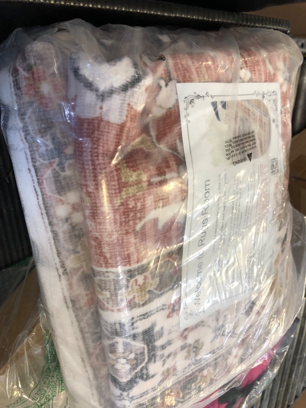 Photo 1 of Deerly Large 5x8 Rugs for Dining Room Machine Washable Rugs Boho 5x8 Rug for Living Room Carpet Non-Slip Family & Pet Friendly Area Rugs Print Floor Rug(Border Brick Red 5x8ft)