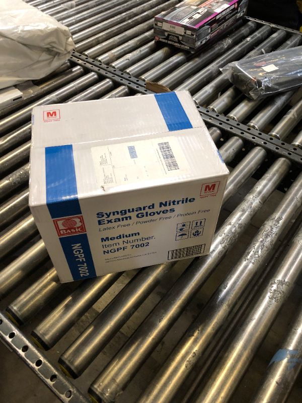 Photo 1 of Basic Medical Blue Nitrile Exam Gloves - Latex-Free & Powder-Free - NGPF-7002 (Case of 1,000), Medium