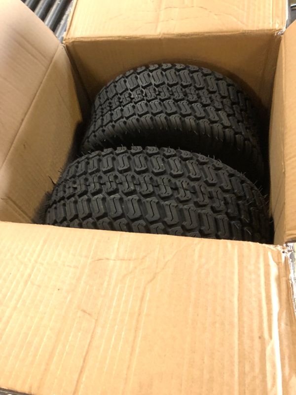 Photo 2 of 2-Pack of 15x6.00-6 NHS tire with Rim,Pneumatic wheel,3"offset Hub with 3/4"Bushing,4PR Lawn mower tires 15x6-6,100 and D100 Series John Deere Riding Mowers,Troy Bilt Lawn Mower Parts