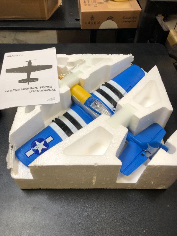 Photo 1 of VOLANTEXRC RC Plane 4 Channel P51D Mustang Remote Control Airplane Fighter RTF with 6-Axis Gyro, 3 Modes Easy to Fly, 2.4GHz Radio Controlled Aircraft for Beginners, Boys & Adults (Blue)