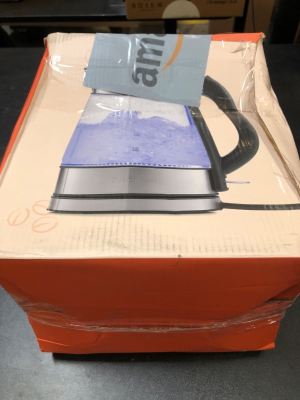 Photo 2 of **SOLD FOR PARTS**
Speed-Boil Electric Kettle For Coffee & Tea - 1.7L Water Boiler 1500W, Borosilicate Glass, Easy Clean Wide Opening, Auto Shut-Off, Cool Touch Handle, LED Light. 360° Rotation, Boil Dry Protection DAMAGED PKG
