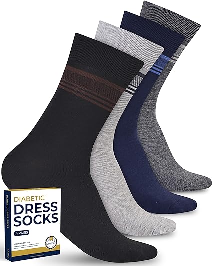 Photo 1 of Pembrook Diabetic Dress Socks for Men - 4 Pairs Odor Free Stylish Diabetic Socks for Men Work | Mens Diabetic Socks Casual SZ UNKNOWN
