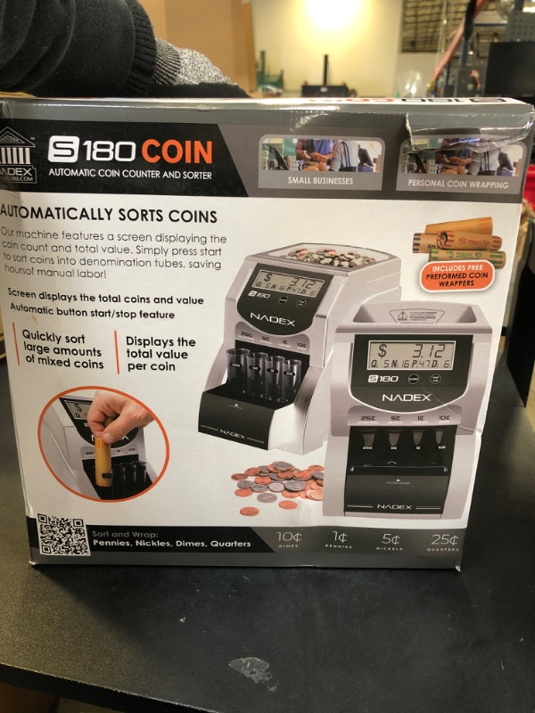 Photo 1 of Nadex S180 Digital Coin Counter, Sorter,and Wrapper - Automatically Sorts and Counts Coin Batches, Stops on Full Coin Rolls