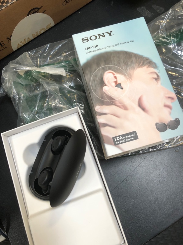 Photo 3 of Sony CRE-E10 Self-Fitting OTC Hearing Aids for Mild to Moderate Hearing Loss, Prescription-Grade Sound Quality, Comfortable Earbud Design, Bluetooth Enabled for iOS, and Rechargeable Battery, Black